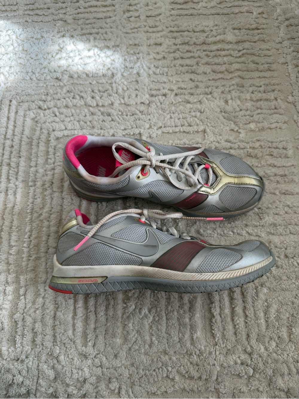 Nike Training Zoom Quick Gray and Pink Athletic Sneakers